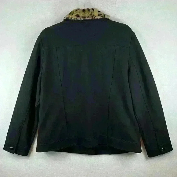 Chico's Women's Ponte Jacket Size 3 (XL16) Black Removable Collar Button Front - Picture 3 of 10